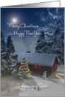 Sister Fantasy Cottage Christmas Tree Snowscene card