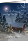 Grandson Fantasy Cottage Christmas Tree Snowscene card