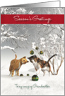 Grandmother Fantasy Cats Snowscene Season’s Greetings card