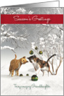 Granddaughter Fantasy Cats Snowscene Season’s Greetings card