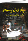 Cat discovering milk for Husband Birthday card