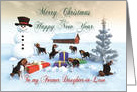 Beagle Puppies Christmas New Year Snowscene for Daughter-in-Law card