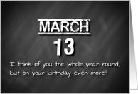 Birthday March 13th card