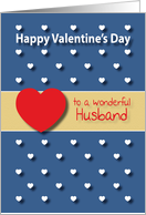 Wonderful Husband blue hearts Valentines Day card