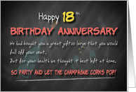 Champagne corks pop 18th Birthday Anniversary card