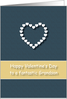 Fantastic Grandson Blue Tan Heart Valentine’s Day card