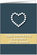 Fantastic Sister and Husband Blue Tan Heart Valentine’s Day card