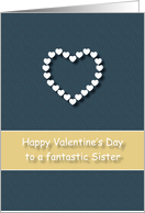 Fantastic Sister Blue Tan Heart Valentine’s Day card