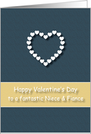Fantastic Niece and Fiance Blue Tan Heart Valentine’s Day card