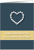 Fantastic Dad and Mom Blue Tan Heart Valentine’s Day card
