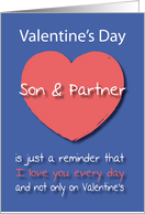 Son and Partner I love you Every Day Pink Heart Valentine’s Day card