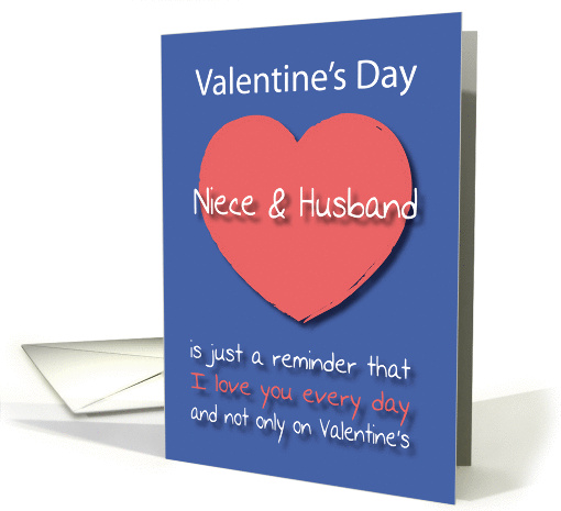 Niece and Husband I love you Every Day Pink Heart Valentine's Day card