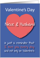 Niece and Husband I love you Every Day Pink Heart Valentine’s Day card