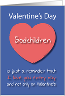 Godchildren I love you Every Day Pink Heart Valentine’s Day card