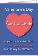 Aunt and Uncle I love you Every Day Pink Heart Valentine’s Day card