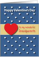 Wonderful Grandparents blue hearts Valentines Day card