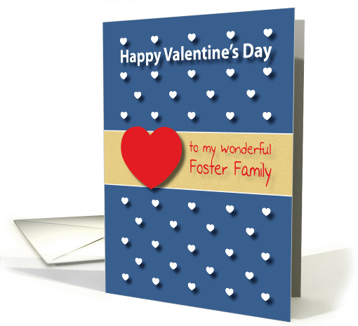 Wonderful Foster Family blue hearts Valentines Day card (1176772)