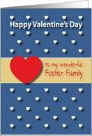 Wonderful Foster Family blue hearts Valentines Day card