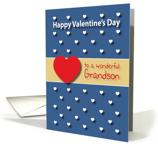 Wonderful Grandson blue hearts Valentines Day card (1176786)