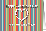 Awesome Niece color stripes Valentine’s Day card