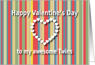 Awesome Twins color stripes Valentine’s Day card