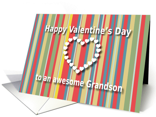 Awesome Grandson color stripes Valentine's Day card (1178436)