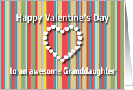 Awesome Granddaughter color stripes Valentine’s Day card
