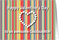 Awesome Goddaughter color stripes Valentine’s Day card