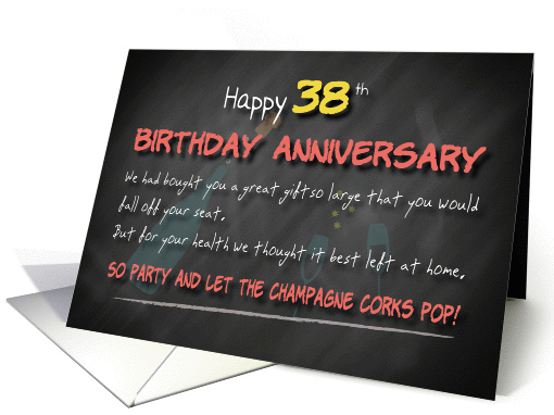 Champagne corks pop 38th Birthday Anniversary card (1179920)