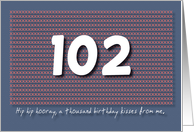 Thousand kisses 102nd Birthday card