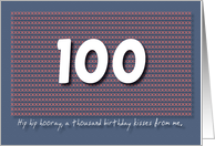 Thousand kisses 100th Birthday card