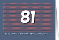 Thousand kisses 81st Birthday card