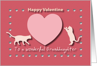 Cats Hearts Wonderful Granddaughter Red and Pink Happy Valentine card