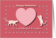 Cats Hearts Wonderful Grandma Red and Pink Happy Valentine card