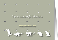 Cats Hearts Wonderful Godson Valentine’s Day card