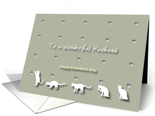 Cats Hearts Wonderful Husband Valentine's Day card (1186322)
