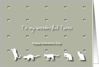 Cats Hearts Wonderful Twins Valentine’s Day card