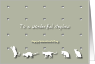 Cats Hearts Wonderful Nephew Valentine’s Day card