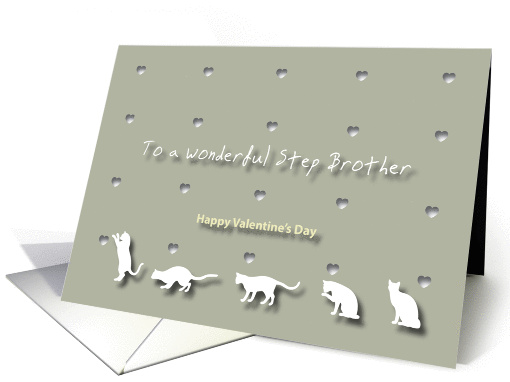 Cats Hearts Wonderful Step Brother Valentine's Day card (1186334)