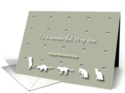 Cats Hearts Wonderful Step Son Valentine's Day card (1186338)