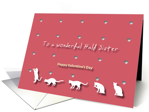Cats Hearts Wonderful Half Sister Valentine's Day card (1186464)