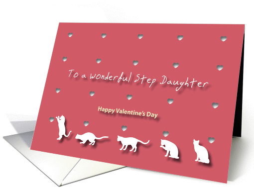 Cats Hearts Wonderful Step Daughter Valentine's Day card (1186472)