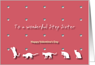 Cats Hearts Wonderful Step Sister Valentine’s Day card