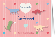 Cats Colored Hearts Wonderful Girlfriend Valentine’s Day card