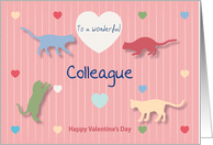 Cats Colored Hearts Wonderful Colleague Valentine’s Day card