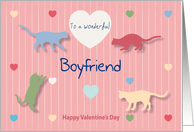 Cats Colored Hearts Wonderful Boyfriend Valentine’s Day card