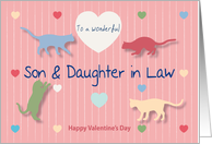 Cats Colored Hearts Wonderful Son and Daughter in Law Valentine’s Day card