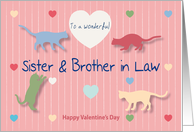 Cats Colored Hearts Wonderful Sister and Brother in Law Valentine Day card