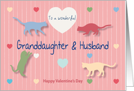 Cats Colored Hearts Granddaughter and Husband Valentine’s Day card