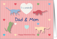 Cats Colored Hearts Wonderful Dad and Mom Valentine’s Day card